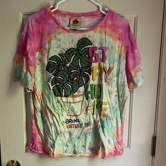 FARM Rio Tops - FARM Rio Tie-Dye Stay Home Tee